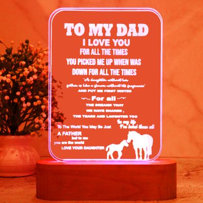 To My Dad Personalized Night Lamp with 7 Color Changing Light | Best Gift for Dad